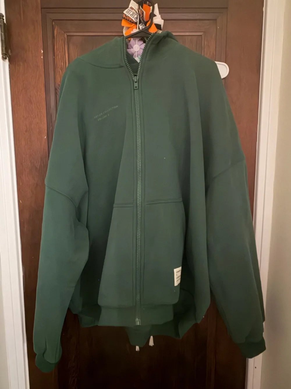 Men's Comfrt Forest Green Full-Zip Hooded Sweatshirt Affirmation Collection - Picture 1 of 3